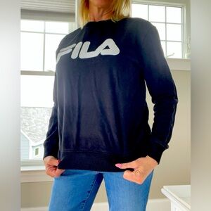 Black FILA lightweight pullover sweatshirt size M fits as a small